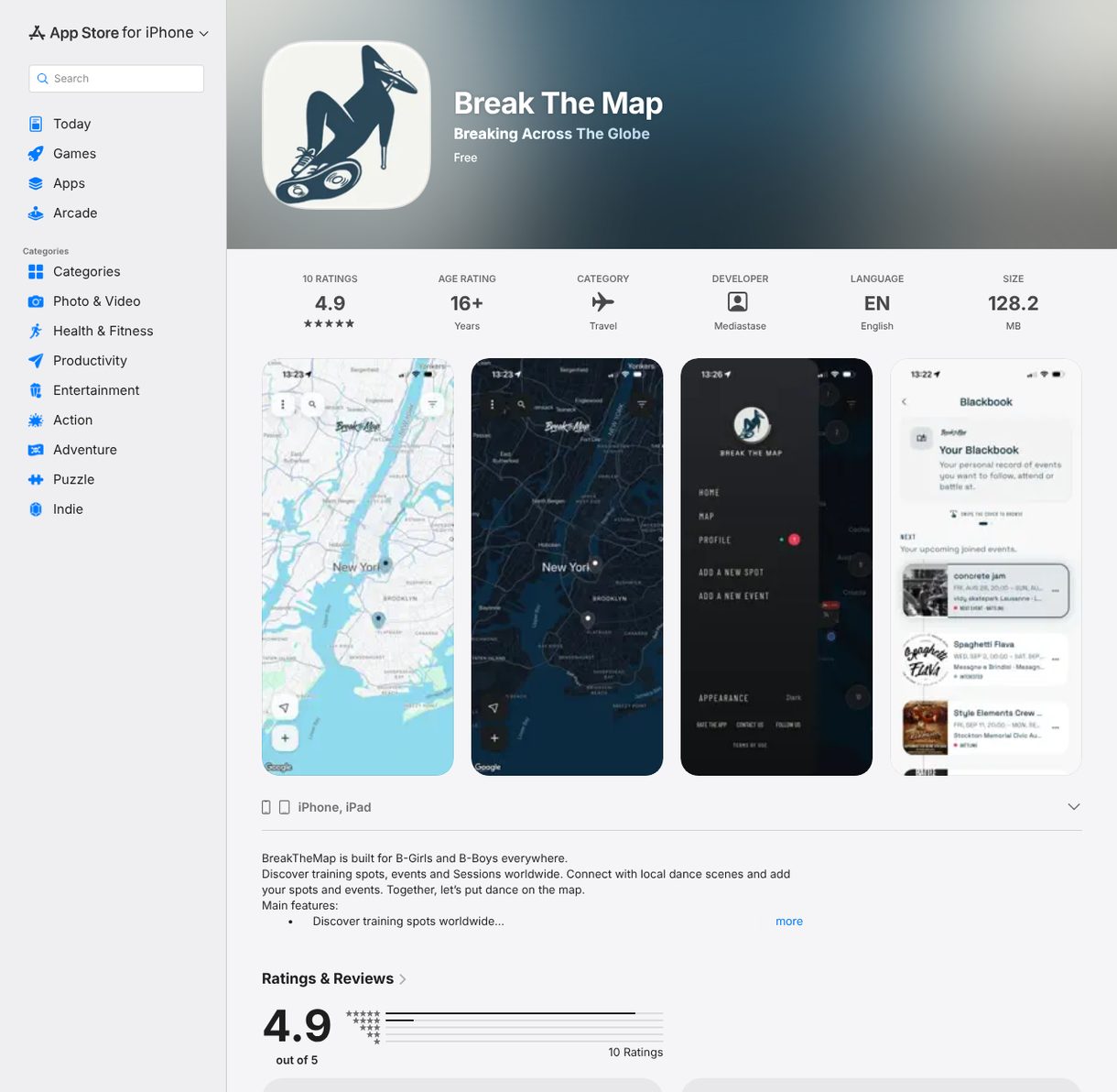 Break The Map listing on the App Store